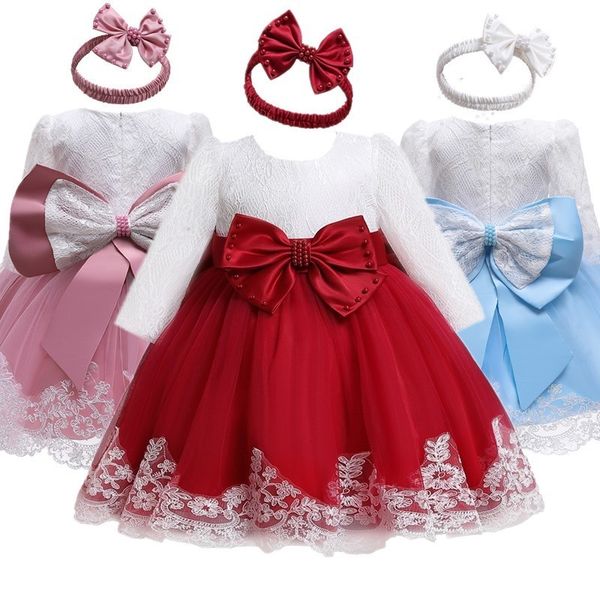 Vestidos de menina natal bebê meninas vestido para nascidos 1 ano roupas de festa de inverno manga longa vestido de batizado fantasia de ano infantil 230803