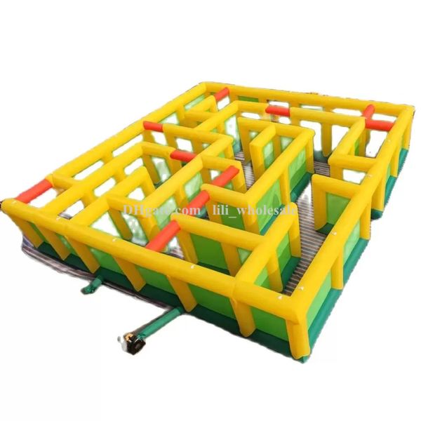 vendita all'ingrosso grande prezzo 10x10m labirinto gonfiabile quadrato percorso ad ostacoli gioco a labirinto all'aperto per bambini e adulti