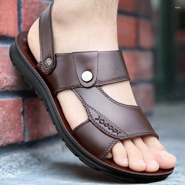 Sandalen Fersenriemen PVC Summer Herren dual-Use Strandschuhe weiche Sohle Nicht-Schlupf-Hausschuhe männliche Plusgröße 42-47