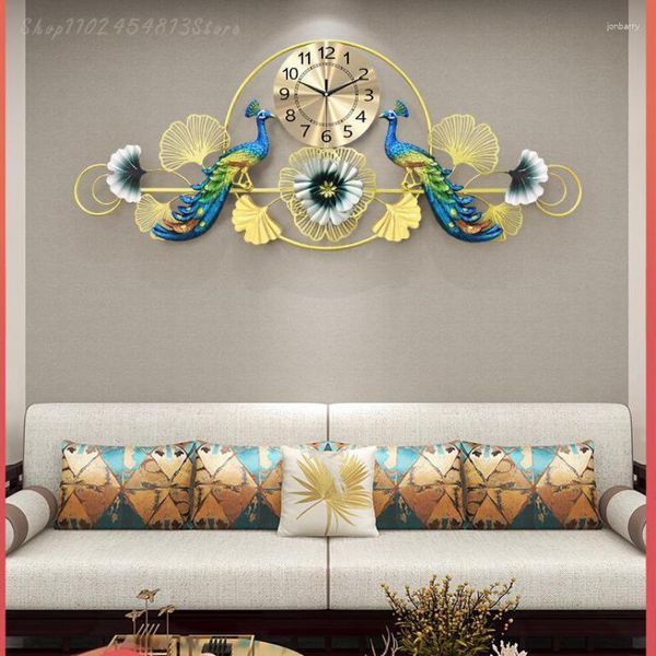 Orologi da parete Orologio cinese Orologio Soggiorno 2023 Atmosfera pavone creativa Home High-end Light Luxury Hanging