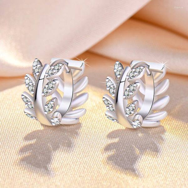 Orecchini a cerchio High-end 925 Sterling Silver Lady Jewelry Temperament Ear Buckle Women Leaf Cerchi per accessori per feste