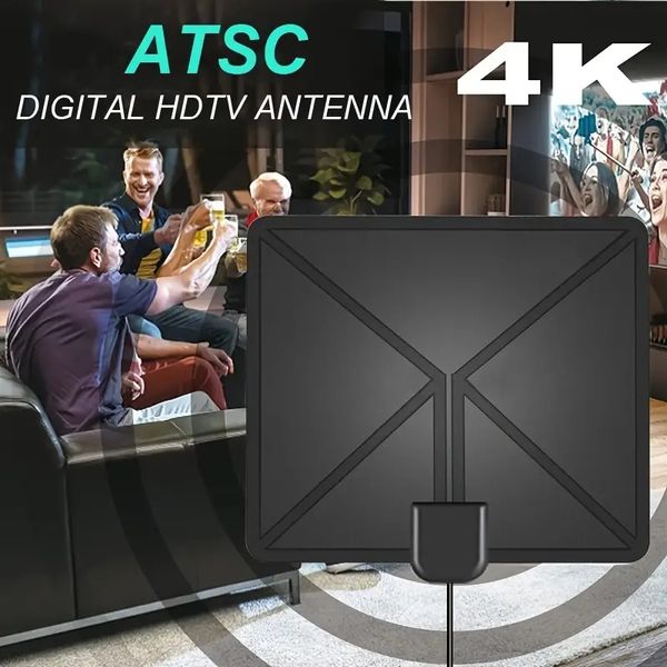 Antena de TV digital para suporte de TV em casa HD 4K, intensificador de sinal Canais locais gratuitos Antena digital para TV