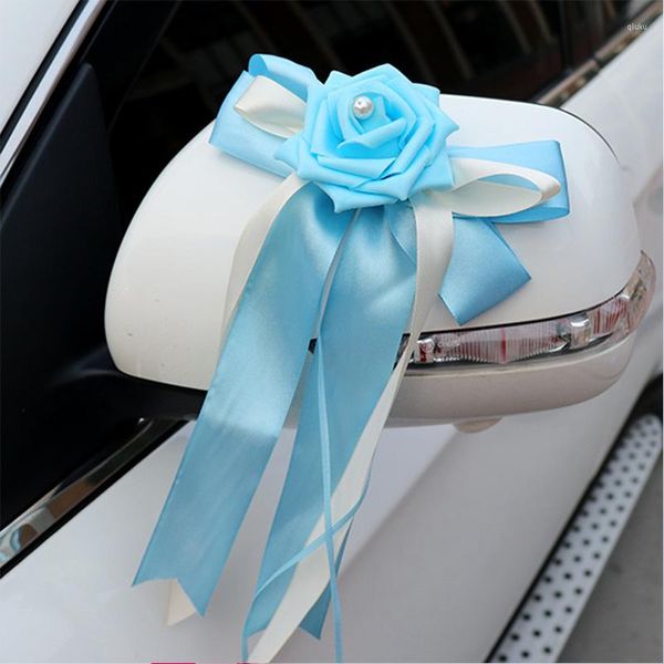 Flores decorativas artificiais casamento acessório para carro espelho retrovisor maçaneta da porta decoração festival de flores suprimentos para festas