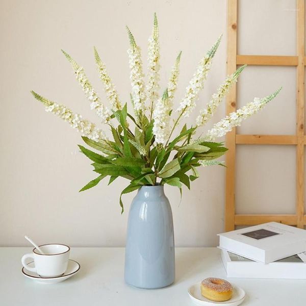 Flores decorativas de haste única lavanda artificial Easy Care, não fevejamento, arranjo de flores de seda falsa para decoração de casamento em casa