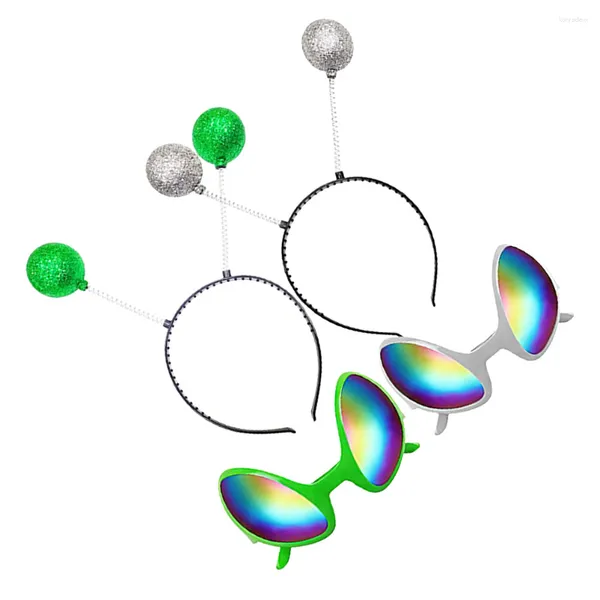 Банданас 4 ПК -фестиваль инопланетные солнцезащитные очки рождественские вечеринки косплей для волос наборы макияжа цветные фильмы металлические костюмы на хэллоуин