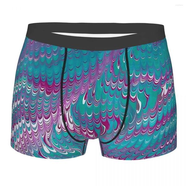 Mutande Blu E Viola Smerlato Marmorizzato Motivo Marmo Marmorizzato Mutandine Di Cotone Biancheria Intima Da Uomo Stampa Pantaloncini Boxer Slip