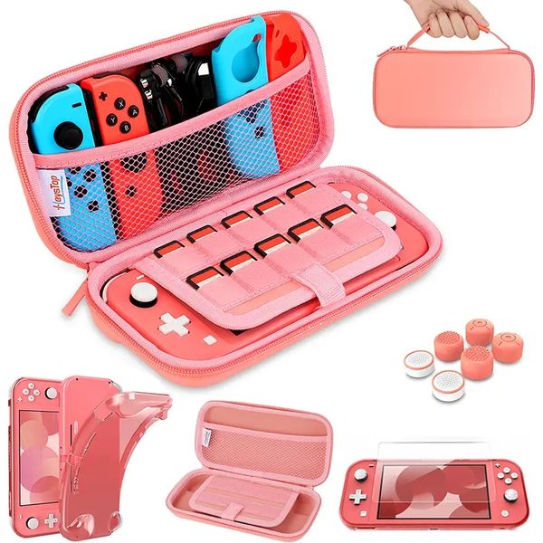 Estojo de transporte para Switch Lite, estojo para Switch Lite com brilho macio TPU, estojo protetor, cartão de jogo, 6 tampas para aperto de polegar, kit de acessórios para Nintendo Switch Lite