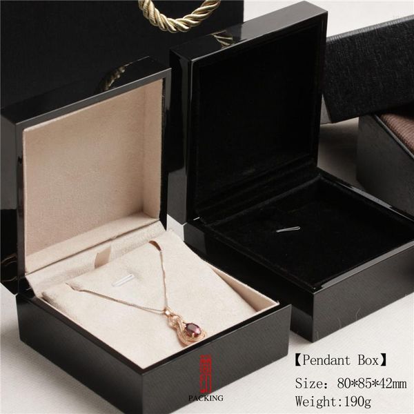 Sacchetti per gioielli Ciondolo in vernice nera o scatole per collana Confezione regalo Superficie di alta qualità come uno specchio Brillante artigianato