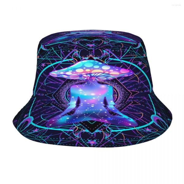 Beralar Kova Şapkası Unisex Bob Caps Hip Hop Gorros Ezoterik Sanat Mantarları Geometrisi Yaz Panama Cap Beach Güneş Balıkçılık