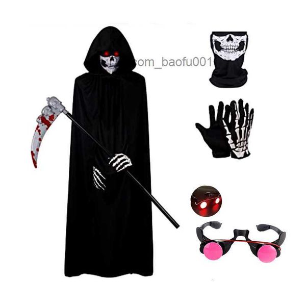 Themenkostüm Schreckliches Halloween kommt für Kinder – Red Eyed Reaper Robe Hood and Sickle Z230804