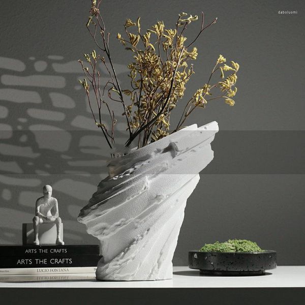 Вазы современная легкая роскошная модельная комната белая спиральная смола цветок в помещении столовая столешница для крыльца декоративная ваза