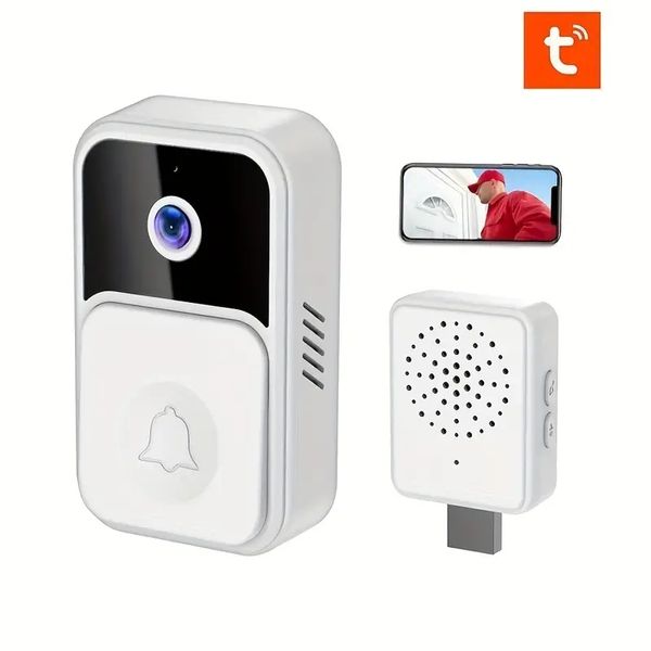 Tuya WiFi Smart Doorbell Camera - Campainha externa à prova d'água sem fio com interfone e bateria