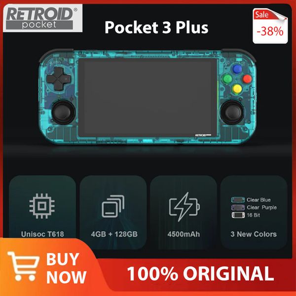 Портативные игровые игроки Retroid Pocket 3 плюс 4 7 -дюймовая ручная консоль 4G 128G Android 11 сенсорный экран 2 4G 5G Wi -Fi 4500MAH 618 DDR4 Gifts 230804