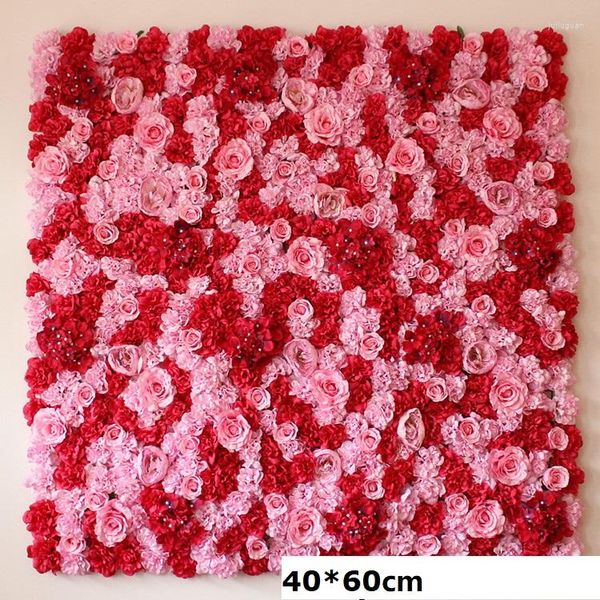 Fiori decorativi Fai da te Festa di nozze Display Ghirlande Sfondo 60X40CM Seta artificiale Fiore di rosa Decorazione natalizia da parete Ortensia