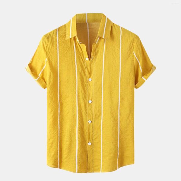 Мужские повседневные рубашки летняя полоса рубашка для припечатки лаборатория полосатая полоса