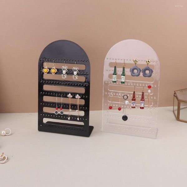 Bolsas para joias, caixa organizadora simples, suportes de exposição de plástico ecológico, porta-orelhas portátil com vários furos, suporte para exibição de brinco