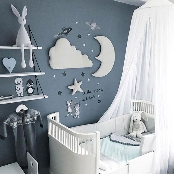 Oggetti decorativi Figurine 3 pezzi / set Moon Star Wall Decor INS Nordic Style Cotton Cloud Ornaments Decorazioni per camerette per bambini Adesivi murali puntelli pography 230803