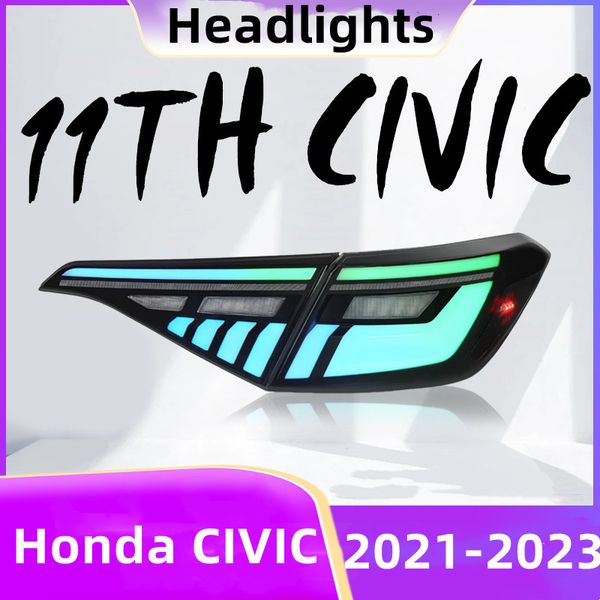 Automobil RGB Hinten Lampe Für Honda CIVIC 11th Rücklicht 20 21-2023 LED Bremslichter Reverse Straße Licht