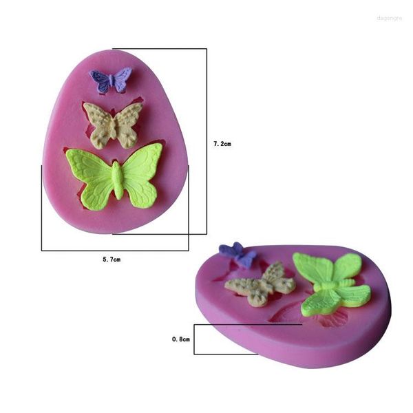 Moldes de cozimento três tipos forma de borboleta silicone molde de bolo molde para doces biscoitos fondant ferramentas decoração