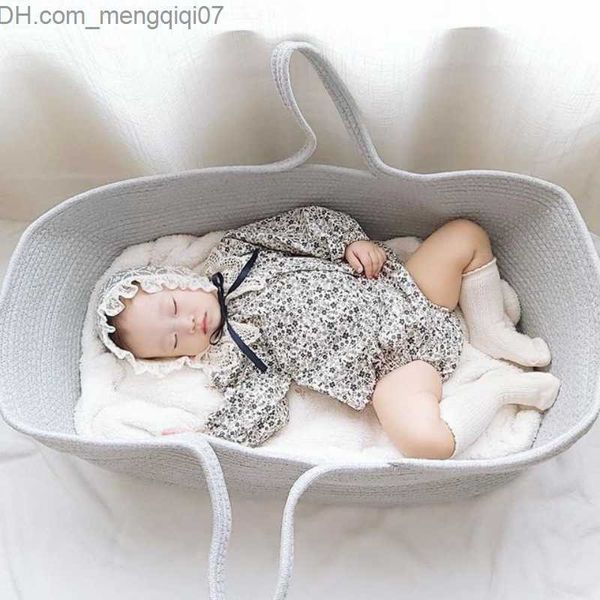 Berços Berços Babynest Berços De Dormir Recém Nascido Ninho De Viagem Portátil Algodão Corda Bassnet Berço Cama com Colchão Cesto Moisés Z230804