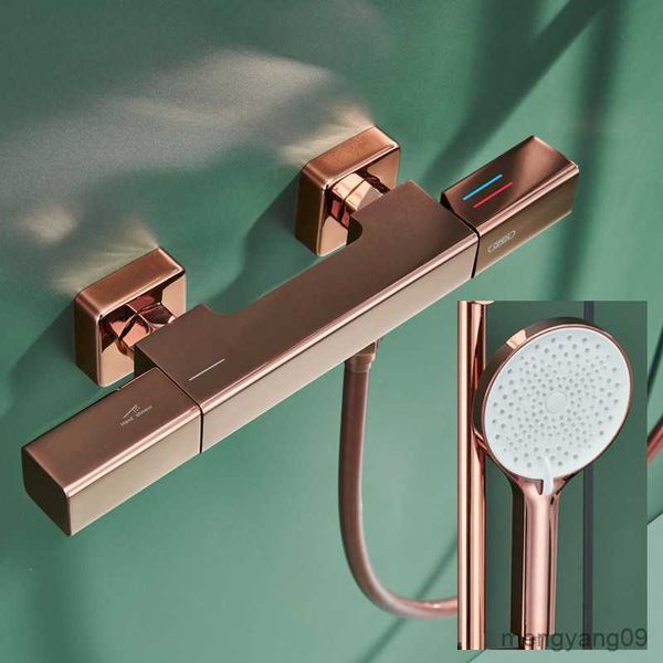 Set di rubinetti per doccia per bagno da bagno Set di rubinetti per doccia a parete con rosetta nero grigio rifinito moderno nuovo R230804