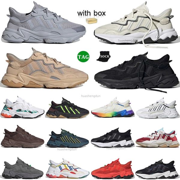 Trace Cargo Originals Sapato Ozweegos Triple Cloud Branco Preto Iridescent Pale Nude Plataforma Legacy Verde Cargo Cinza Mens Mulheres Running Shoes