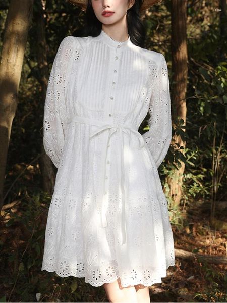 Casual Kleider 2023 Sommer Französisch Elegante Vintage Kleid Frauen Kawaii Kleidung Lolita Y2k Mini Weibliche Weiße Langarm Koreanische