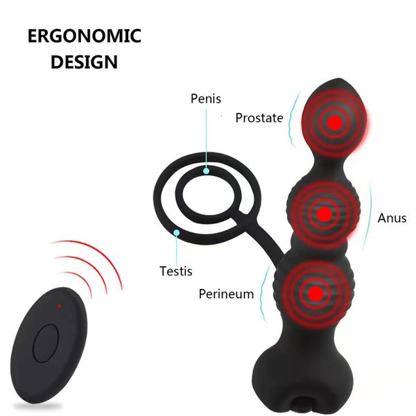 Vibradores Sem Fio Anal Bead Vibrador Dual Loop Ejaculação Retardada Massageador de Próstata Plugue Anal Masculino Adulto Brinquedo Sexual 230803