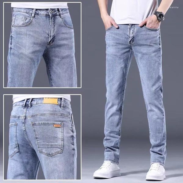 Jeans da uomo 2023 Primavera e autunno Moda classica Tinta unita Elastico Gambe piccole Casual Sottile Confortevole Alta qualità 28-36