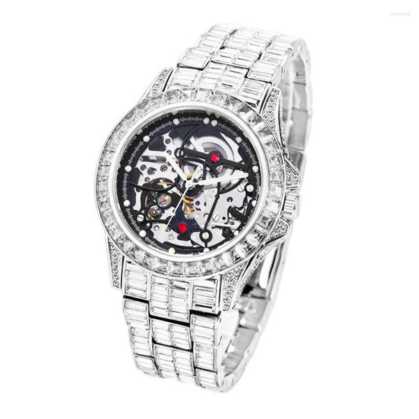 Нарученные часы Relogio Masculino Full Diamond Automatic Mechanical Watch Men's Fashion Водонепроницаемые часы 2023 Reloj Hombre