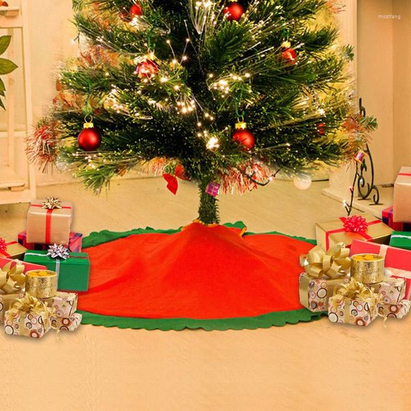 Decorazioni natalizie Gonna per albero 90 cm Fiocco di neve Tappetino in peluche verde rosso per la casa Ristorante Bar Cucina Ornamento per grembiule di Natale