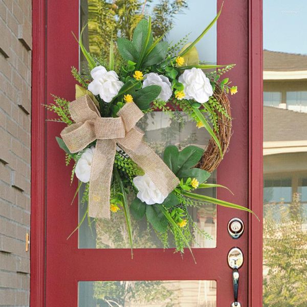 Fiori decorativi Ghirlanda di magnolia imitazione semplice per porta d'ingresso Decorazione da appendere per porte Decorazioni per matrimoni