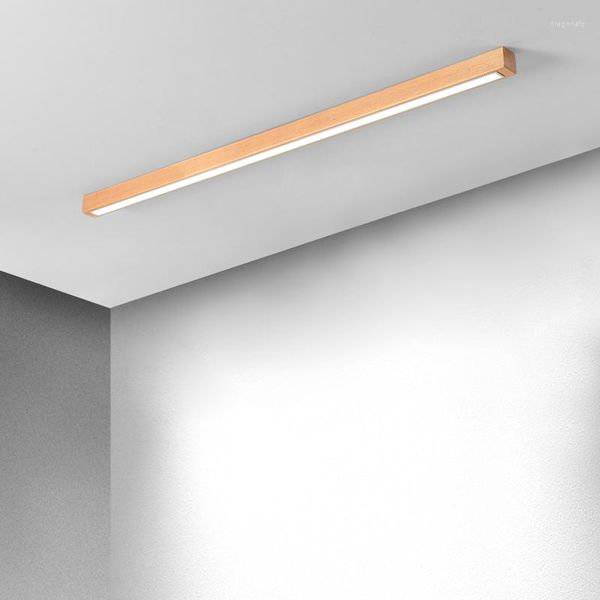 Plafoniere Lampada a strisce in legno Portico Corridoio Lustro Corridoio LED Linea di sospensione a parete Log Light Nessun lampadario principale