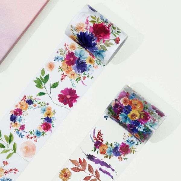 Nastri adesivi 6cm Wide Pretty Florals Washi PET Tape Canada Original Masking Journal Diary Scrapbook Sticker Kawaii Papeleria 2016 230804