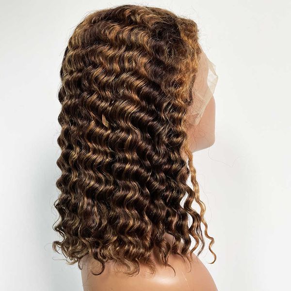 Человеческие волосы Бесплатные парики Curly Bob Wig Short Bob T Part Кружевые передние парики для чернокожих женщин подчеркивают парики remy волосы бразильский цвет окрашенные омбре -парики для волос x0802