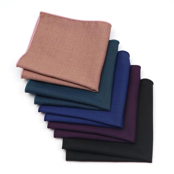 Laços de cor sólida poliéster fibra de bambu lenços para homens clássicos ternos casuais bolso quadrado masculino preto caqui azul toalhas presente
