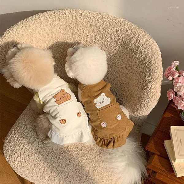 Abbigliamento per cani Abito con cinturino Autunno Inverno Grembiule carino Piccoli vestiti coreani Cucciolo Principessa Gonna Moda Modello Abiti barboncino Per