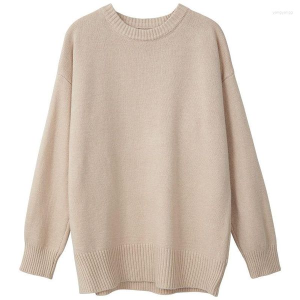 Kadın Sweaters Mink Preppy Style Sweater Örgü Yuvarlak Yaka Uzun Kollu Kazak Sonbahar ve Kış Giysileri Sıcak Üst T348