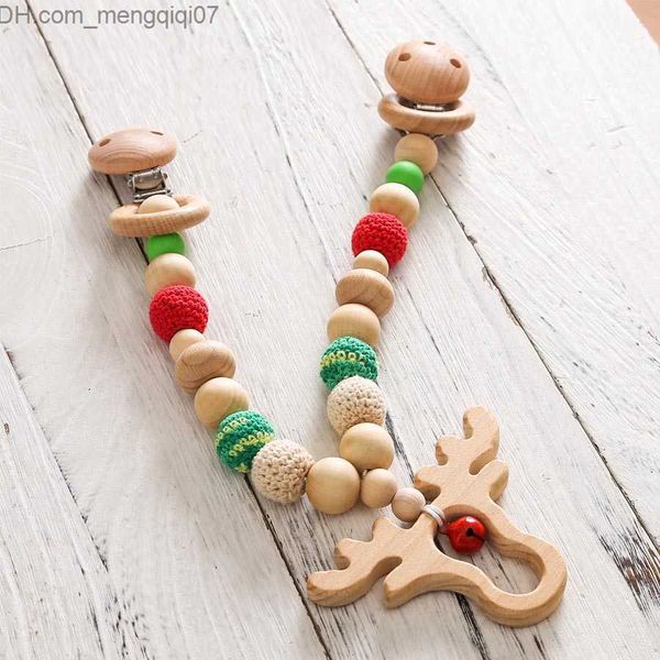 Portaciuccio Clips # Animale in legno Prugna clip giocattolo uncinetto topo collana anello in legno braccialetto fatto a mano clip catena ciuccio regalo per bambini Z230804