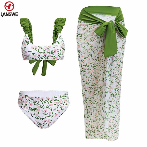 Costumi da bagno da donna Lanswe Costumi da bagno a due pezzi retrò Costumi da bagno da donna Bikini Beach Costume da bagno Rosa rosa in piccolo fiore Costumi da bagno estivi Bikini Set 230803