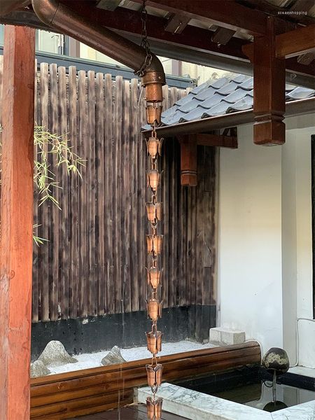 Gartendekorationen, 2,6 m lange ABS-Weinbecher-Regenkette im japanischen Stil mit galvanisierter Kupferfarbe