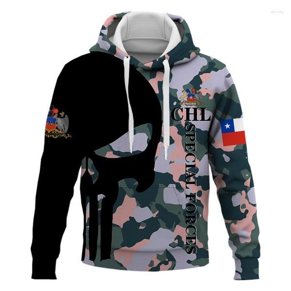 Moletom Masculino 2023 Moda Anime Homem Marinha Europa Camuflado Camisolas Crianças Grandes Vintage Caveira com Capuz