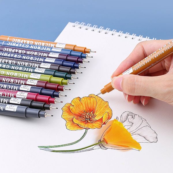Marker 12 Stück / Set Vintage / Fluoreszierende Farbe 0,5 mm Art Drawing Out Line Pen Marker Pen 230803