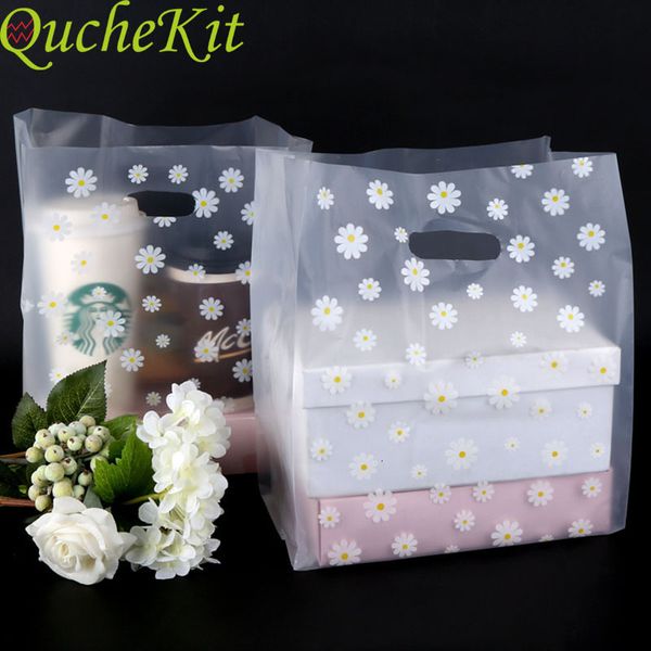 Geschenkpapier, 50 Stück, schöne Blumen-Geschenktüten aus Kunststoff, verdickte Tragetasche, Einkaufstasche, Weihnachten, Babyparty, Party, Geschenktüte, Kuchenverpackung, Beutel 230804