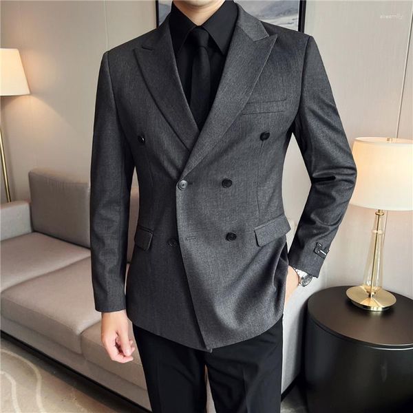 Ternos masculinos plus size 4XL-S blazer de negócios com seios duplos, roupas masculinas 2023, ajuste fino, casual, roupa formal, terno de casamento, casacos