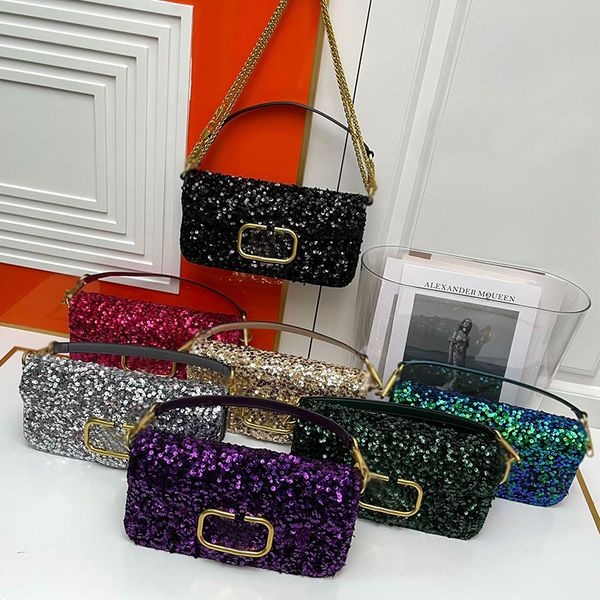 Bolsa de grife de luxo bolsa feminina crossbody bolsa de lantejoulas com miçangas bolsa de ombro dourada brilhante carteira bolsa de mão feminina bolsa de festa tamanho 2 bolsa com aba