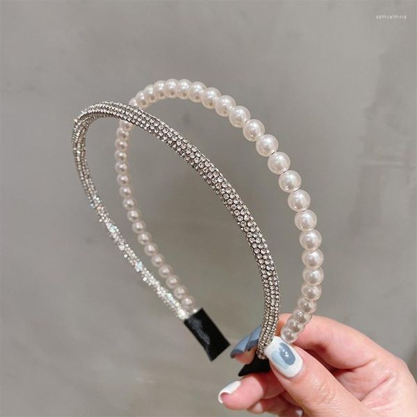 Haarspangen 2023 Sommermode Perle Headwraps Frauen Mädchen Bling Doppelschichtiger Kristall Strass Perlen Stirnband Hoop