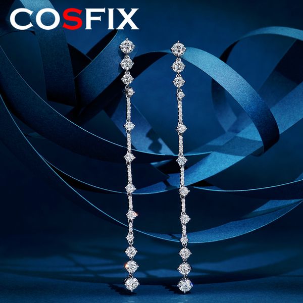 Списка Cosfix D Color 6 Carat А пары бриллиантовые серьги S Long Tassel Light Luxury Nice для оптовой 230804