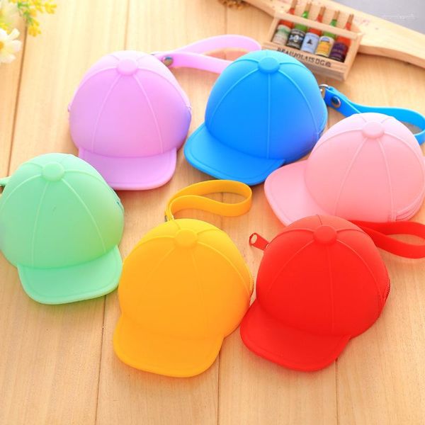 Borse portaoggetti Simpatico cartone animato color caramella Berretto da baseball Portachiavi Portamonete Mini cappello Chiave Silicone Cambio femminile Frizione Ragazze