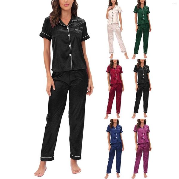 Conjunto de pijamas feminino de duas peças estilo europeu e americano pijamas para uso doméstico para mulheres vestidos formais